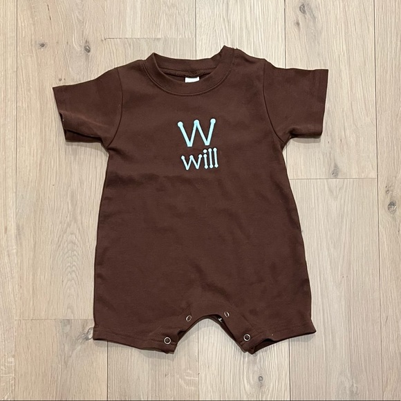 Etsy Other - Monogrammed W Will Baby Boys Romper Shorts One Piece Jon Jon Shortall 6-12 month
